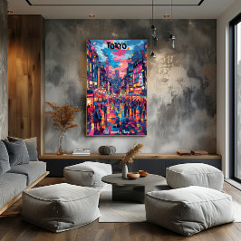 Tokio: Old Meets New - Colores Vibrantes Poster