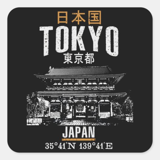 Tokio Quadratischer Aufkleber (Vorderseite)