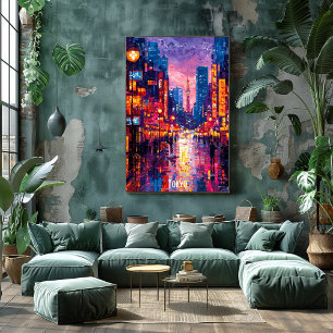 Tokio Stadtpanorama Poster – futuristische Neon-Ku