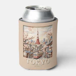 Tokio-Turm Japan Stadtlandschaft Sakura Vintage Re Dosenkühler