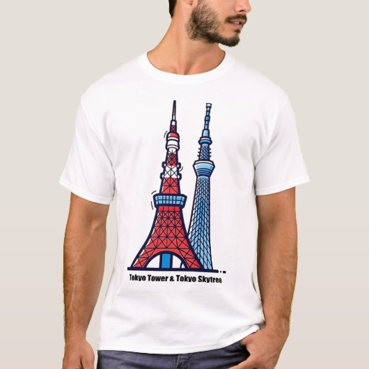 Tokio-Turm & Tokio Skytree T-Shirt (Vorderseite)