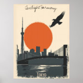 Tokio Twilight - Minimalistische Skyline Reflektio Poster (Vorne)