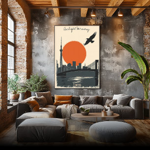 Tokio Twilight - Minimalistische Skyline Reflektio Poster