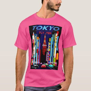 Tokio Vintag Fliegen nach Japan Tourismus Werbung T-Shirt
