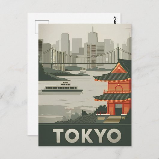 Tokio Vintag Postkarte (Vorne/Hinten)
