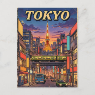 Tokio Vintage Anime Reise Postkarte