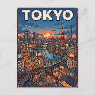 Tokio Vintage-Anime-Reisepostkarte Postkarte