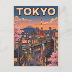 Tokio Vintage-Anime-Reisepostkarte Postkarte