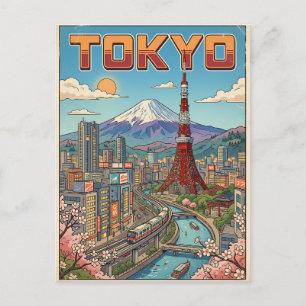 Tokio Vintage-Anime-Reisepostkarte Postkarte