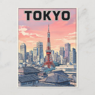 Tokio Vintage-Anime-Reisepostkarte Postkarte