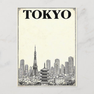 Tokio Vintage-Anime-Reisepostkarte Postkarte