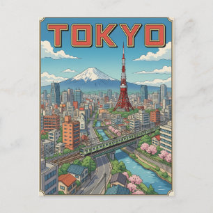 Tokio Vintage-Anime-Reisepostkarte Postkarte