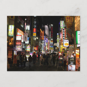 Tokioter Neonlichter bei Nacht Japan Feiertagspostkarte