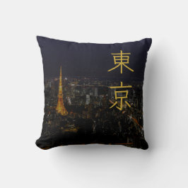Tokioter Stadtansicht bei Nacht Japanische Kanji Kissen