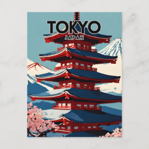 Tokiotische nostalgische Reise Kunst Postkarte
