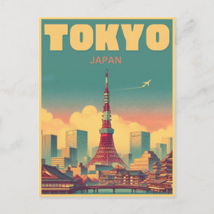 Tokioturm Japan Reise Vintage-Geschenke Postkarte