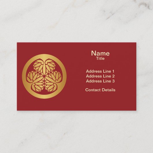 Tokugawa Aoi Japanisch Mon Familienwappen Gold auf Visitenkarte (Vorderseite)