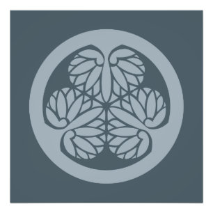 Tokugawa Aoi Japanisch Mon Familienwappen Mute Blu Fotodruck