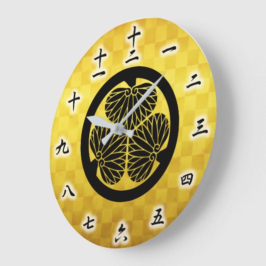 Tokugawa Ieyasu Japanisches Familienwappen Große Wanduhr (Winkel)