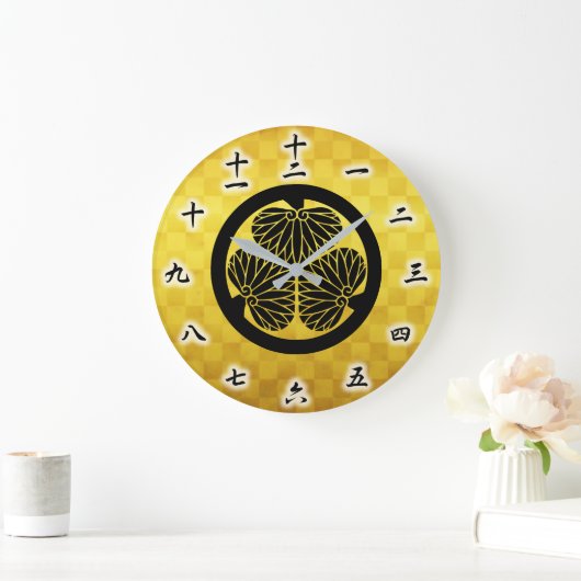 Tokugawa Ieyasu Japanisches Familienwappen Große Wanduhr (Zuhause)
