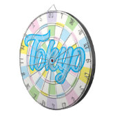Tōkyō Blauer bearbeitbarer Text in Weiß- und Paste Dartscheibe (Vorderseite rechts)