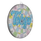 Tōkyō Blauer bearbeitbarer Text in Weiß- und Paste Dartscheibe (Vorderseite Links)