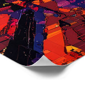 Tokyo City Skyline Poster - Futuristische Neonisch (Ecke)