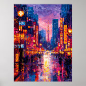 Tokyo City Skyline Poster - Futuristische Neonisch (Vorne)