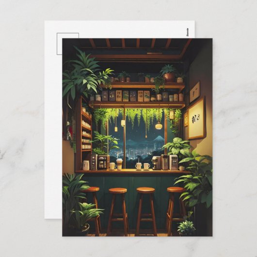 Tokyo Coffee House Feiertagspostkarte (Vorne/Hinten)