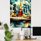 Tokyo Cubist Lights - Modern Geometric Cityscape Poster (Heimbüro)