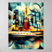 Tokyo Cubist Lights - Modern Geometric Cityscape Poster (Vorne)