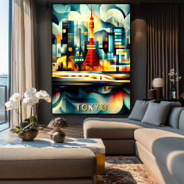 Tokyo Cubist Lights - Modern Geometric Cityscape Poster