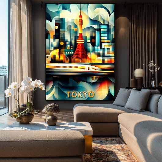 Tokyo Cubist Lights - Modern Geometric Cityscape Poster