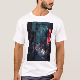 Tokyo Cyberpunk Cityscape am Night T - Shirt