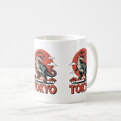 Tokyo Dinosaur - Retro T-Rex Japan Kaffeetasse (VorderseiteRechts)