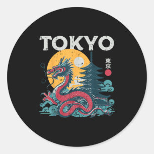 Tokyo Dragon Vintage japanische Mythomen Runder Aufkleber