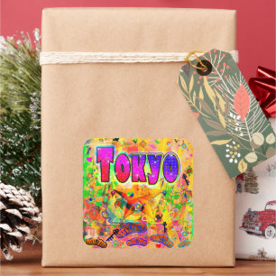 Tokyo Epoch-Stunden-Aufkleber Quadratischer Aufkleber