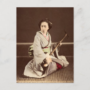 Tokyo Geisha mit Shamisen, c. 1870 Postkarte