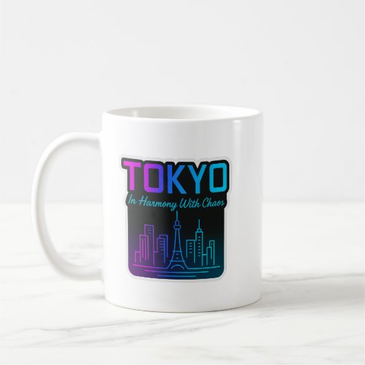 Tokyo In Harmony With Chaos – Neon Skyline Art Kaffeetasse (Links)
