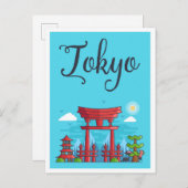 Tokyo Japan Art Travel Illustration Postkarte (Vorne/Hinten)