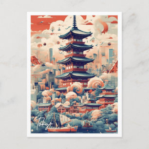 Tokyo Japan Art Travel Place Illustration Postkarte