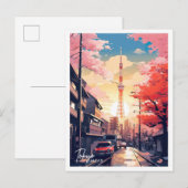 Tokyo Japan Art Travel Place Illustration Postkarte (Vorne/Hinten)