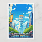 Tokyo Japan Art Vintage Reise Illustration Postkarte (Vorderseite)