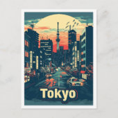 Tokyo Japan Art Vintage Reise Illustration Postkarte (Vorderseite)