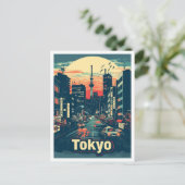Tokyo Japan Art Vintage Reise Illustration Postkarte (Stehend Vorderseite)