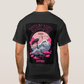 Tokyo Japan Ästhetischer T - Shirt - Fuji & Crane (Rückseite)