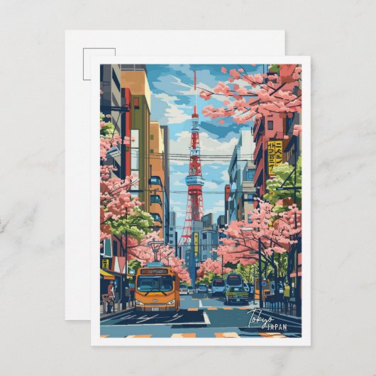Tokyo Japan Beautiful City Vintage Reise Postkarte (Vorne/Hinten)