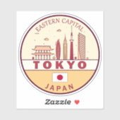 Tokyo Japan City Skyline Emblem Aufkleber (Blatt)