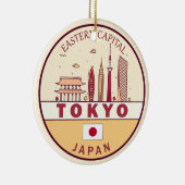 Tokyo Japan City Skyline Emblem Keramik Ornament (Rechts)