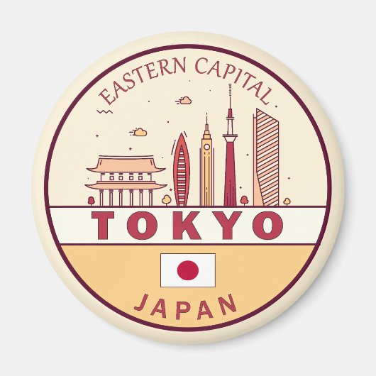 Tokyo Japan City Skyline Emblem Magnet (Vorne)